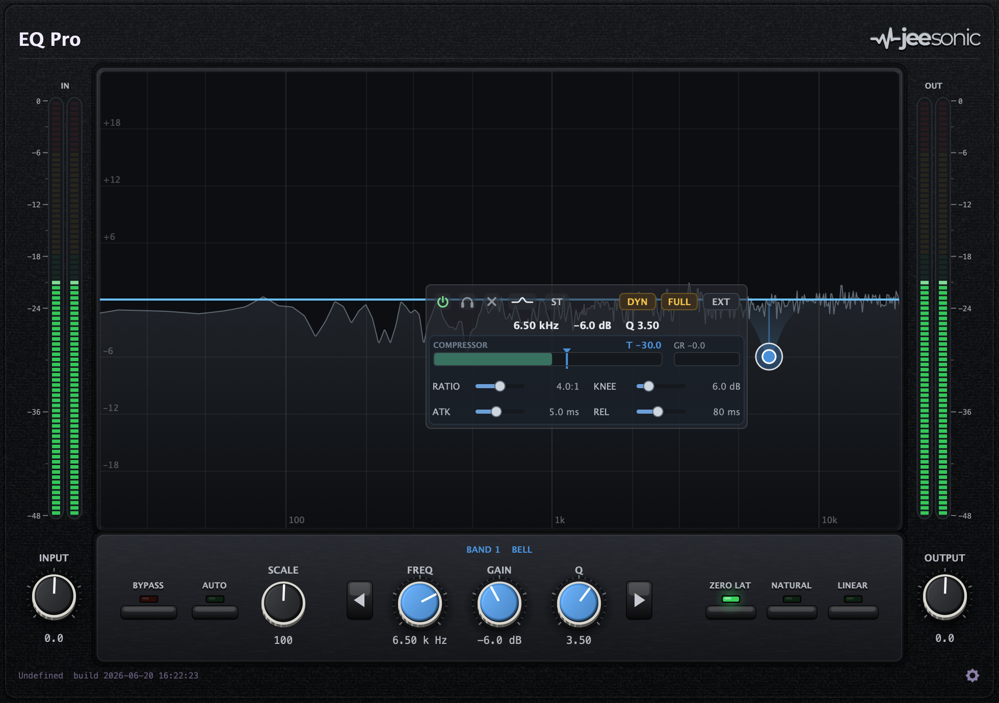 A dynamic band acting as a de-esser, with the full compressor controls